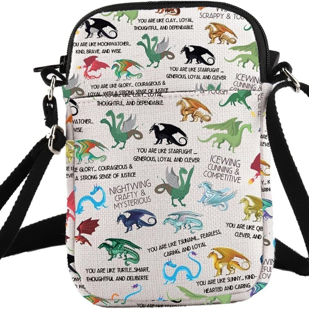 Dragon Wings Crossbody Bag Polyester Small Travel Purse Gift for Dragon Lovers